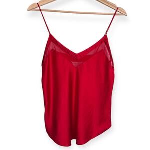 Victoria's Secret Gold Label Red 100% Silk Satin V Neck Camisole Women's Size  M